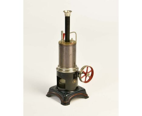 Doll, Stehende Dampfmaschine, Germany VK, 30 cm, Blech, min. LM, poliert, Doll, Vertical Steam Engine, Germany pw, tin, min. 