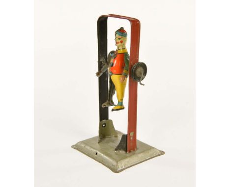 Gama, Clown am Reck, Germany VK, 21 cm, Blech, Funktion ok, min. LM, 1 Lötstelle, sonst sehr guter Zustand,  Clown on Bar, Ge