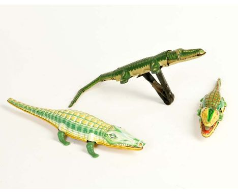 Gama u.a., 3 Krokodile, Germany, 16-28 cm, Blech, UW + Friktion ok, 2x LM, Z 2+/2-/3, Gama a.o., 3 Crocodiles, Germany, tin, 