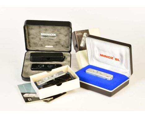 Minox, 3 Spionagekameras: Minox B, Minox BL, Minox LX, 1x sehr guter Zustand, 2x neuwertig in Originalbox, Minox, 3 Spy Camer