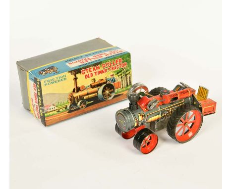 TN Nomura, Steam Roller Old Timer Tractor, Japan, 17 cm, Blech, Friktion ok, Okt Z 1, Z 1, TN Nomura, Steam Roller Old Timer 