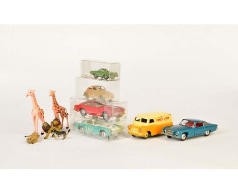 Corgi, Dinky + Ingap, 7 Modellautos + Tiere aus Corgi Set, Great Britain, Italy u.a., teilw. LM, Z 1-3, Corgi, Dinky + Ingap,