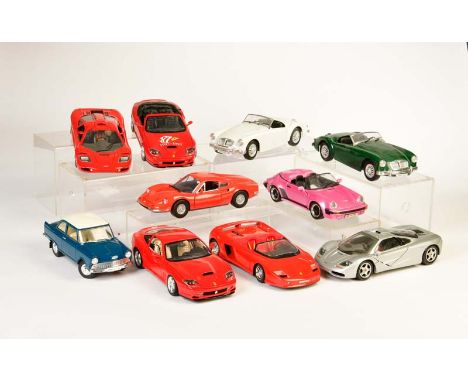 Polistil u.a., 10 Modellautos (Ferrari, MG u.a.), 1:18, teilw. Mängel möglich, meist Z 1, für Selbstabholer, Polistil a.o., 1