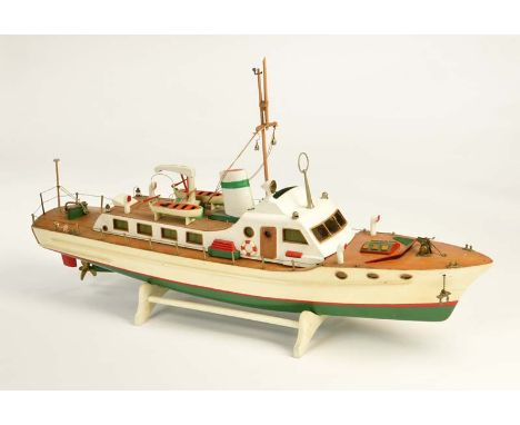 Seenotrettungskreuzer, 75 cm, Holz, 60er Jahre Bausatz, ohne Motor, Rescue Cruiser, wood, construction kit from the 60s, with