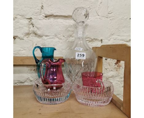 SHELF LOT OF RUBY AND OTHER GLASSWARE