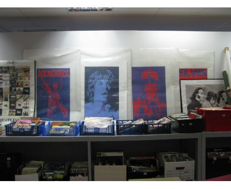 Posters: Peter Marsh Interest: Four Pop Icon Inspired Colour Prints - 'Elvis', 'David' (Bowie) with 'John' (Lennon) verso, 'H