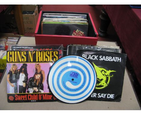Rock Interest - a collection of 45rpm's to include Nazareth 'Hair Of The Dog' (demo), Motorhead, G n R, Iron Maiden, Queen, T