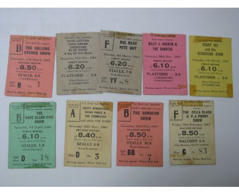 1960's Concert Ticket Stubs: 'The Rolling Stones Show' Thursday 11 March 1965 (2nd house 8.50pm, stalls 8/6 - The Stones 1st 