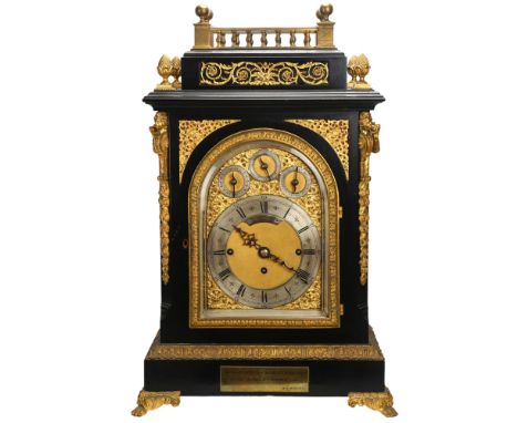 Henry Robinson & Wells of Shrewsbury, fine quality late 19th century exhibition bracket clock, ebonised case with heavy cast 