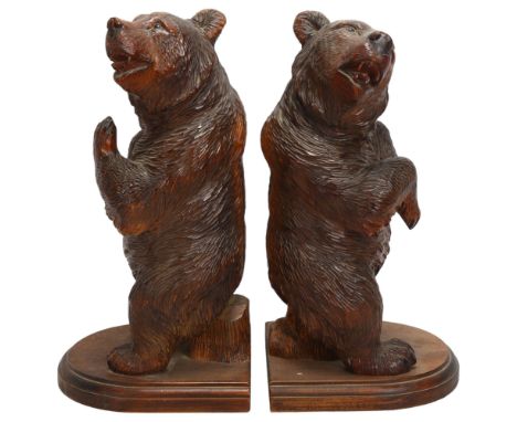 A pair of 19th century Black Forest carved and stained wood standing bears, height 30cmGood original condition, a few very li