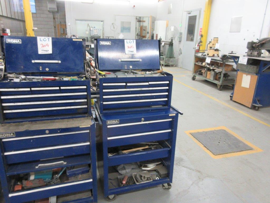 Rona tool box on wheels w/t assorted tools
