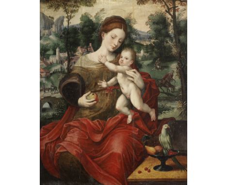 Master of the Parrot (active Antwerp, 1525-1550)The Virgin and Child, the Rest on the Flight into Egypt beyond oil on panel t
