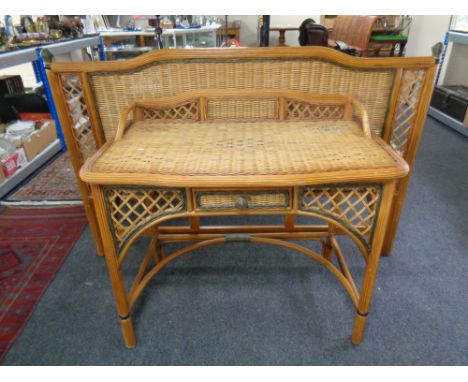 A wicker dressing table fitted a drawer together with a matching 5ft headboard 