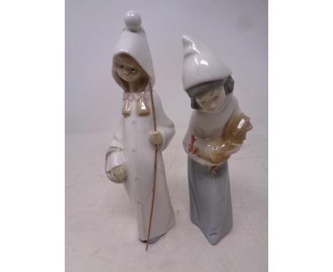 A Lladro figure, Shepherdess, together with a further Lladro figure, Girl with hen 