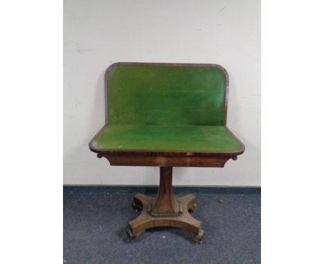 A William IV rosewood turnover top card table (as found) 