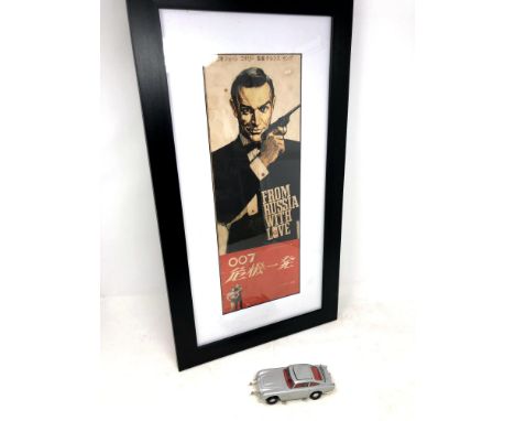 James Bond 'From Russia with Love' Japanese day bill, mounted and framed with Diecast Corgi DB5 007 Aston Martin 1:36 scale w