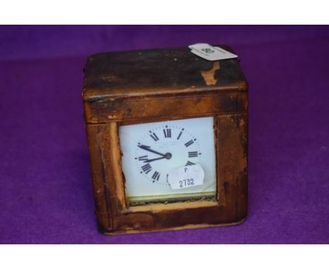 An early 20th century carriage clock of squat form having worn name for Mappin and Webb with leather case