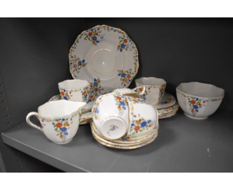 An art deco tea service having a jazz design by Sutherland china