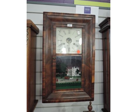 An American 30 hour wall clock by Rome and Co, New haven, Connecticut with enamel face