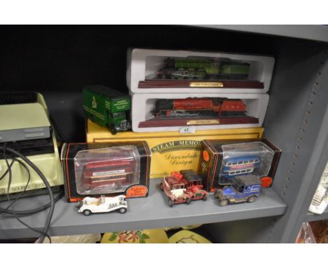 A selection of die cast model cars and trains including Hornby and Corgi