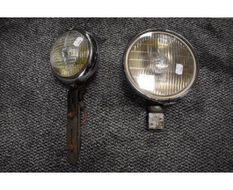 A Lucas SFT700s car head lamp and a similar Virages Brouillard lamp