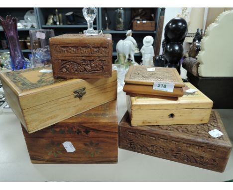 A selection of wooden trinket and jewellery boxes.
