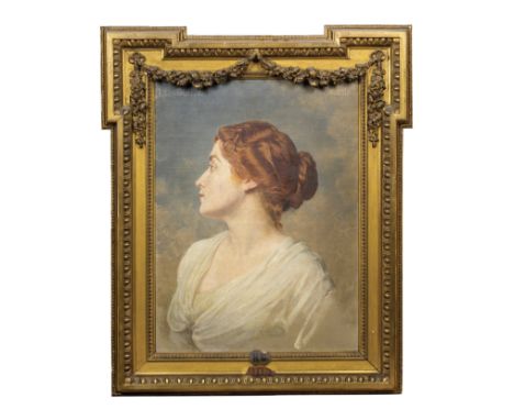 Léon GLAIZE (1842-1932).Portrait de femme en buste.Huile sur toile, signée en haut à gauche. Datée 1913 en haut à droite.59 x