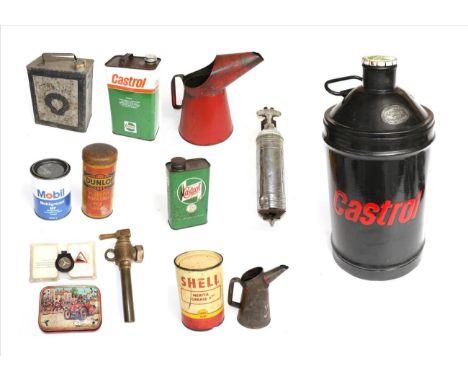 A Castrol 4.8 Gallon Oil Drum, repainted black with red lettering, labelled CASTROL LTD WHEN EMPTY RETURN TO STANLOW CHESHIRE
