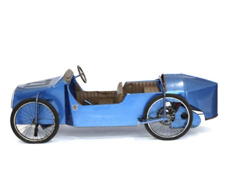 An MG C-Type Midget Style Scratch Built Children's Car, circa 1970, using a Suffolk Punch 4 stroke lawnmower engine and centr