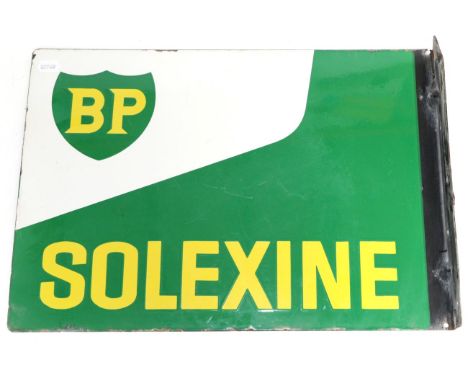A ''BP Solexine'' Double-Sided Enamel Sign, drill holes and mounting flange, stamped ART-FRANCE ?? 5/61, 40cm by 58cm See ill