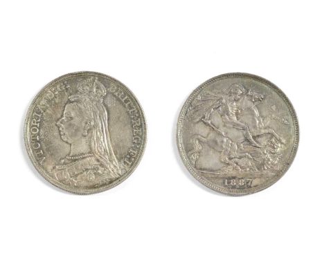 Coins, Great Britain, Victoria (1837-1901), Crown, 1887 (S. 3921), NVF with light edge knocks, abrasions and toning