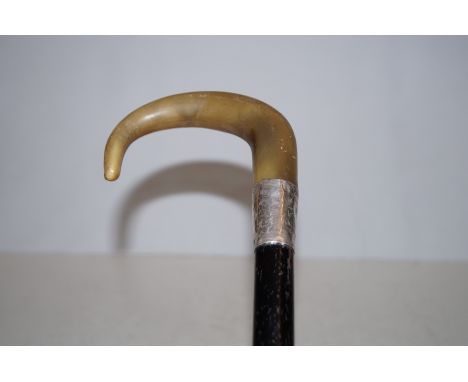 Silver mounted walking stick with horn handle