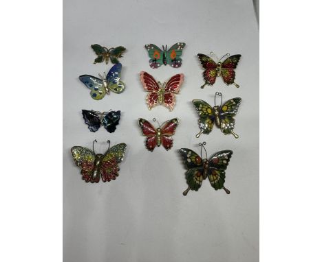 TEN BUTTERFLY BROOCHES TO INCLUDE ENAMEL EXAMPLES