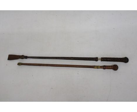 TWO VINTAGE RIDING CROPS WITH DISPATCHER BLADES