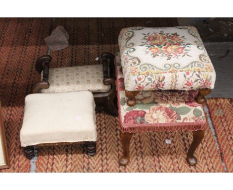 FOUR VINTAGE FOOT STOOLS