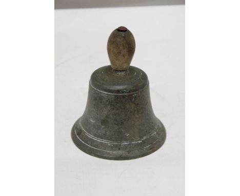 A LARGE BRONZE/BRASS COUNTER BELL