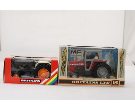 TWO VINTAGE BRITAINS MODELS TO INCLUDE CODE 9420, A FARM TRACTOR AND CODE 9522, A MASSEY FERGUSON TRACTOR - BOTH AS NEW IN BO