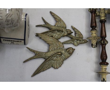 A SET OF THREE VINTAGE BRASS SWALLOWS