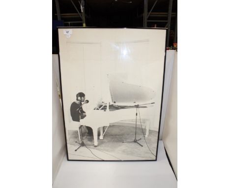 A VINTAGE FRAMED ICONIC IMAGINE POSTER OF JOHN LENNON - 51 X 70 CM