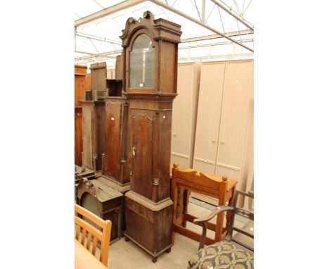 A 19TH CENTURY OAK AND CROSSBANDED LONGCASE CLOCK CASE