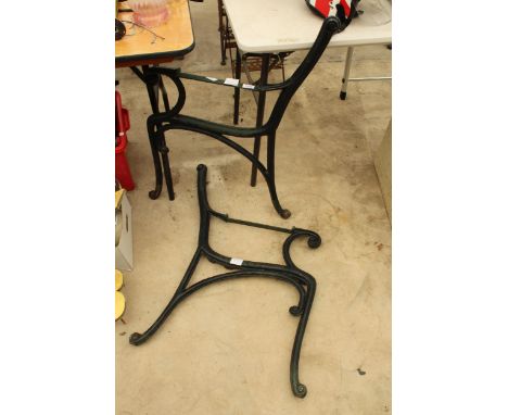 A PAIR OF DECORATIVE CAST IRON BENCH ENDS