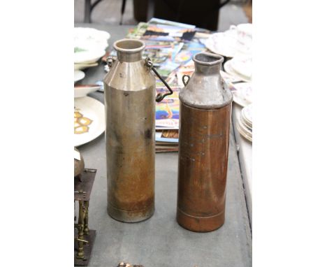 TWO VINTAGE WEIGHTED WATER DIPPERS, HEIGHT 30CM