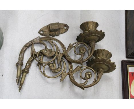 A PAIR OF VINTAGE BRASS WALL SCONCES
