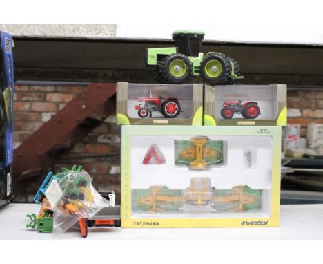 TWO UNIVERSAL HOBBIES TRACTORS TO INCLUDE A MASSEY FERGUSON 175 - 1968 AND A SAME 240 DT - 1958 (BOTH AS NEW IN BOXES), A JOS