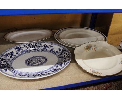 FIVE LARGE VINTAGE SERVING PLATES