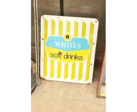AN ORIGINAL R WHITES SOFT DRINKS ENAMEL SIGN (52CM x 64CM)