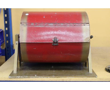 A LARGE VINTAGE TOMBOLA ROTATING DRUM