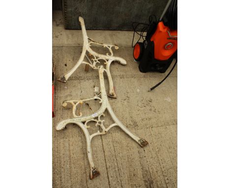 A PAIR OF DECORATIVE CAST BENCH ENDS