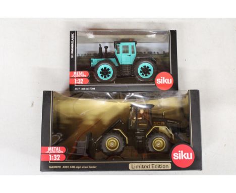 TWO SIKU 1:32 SCALE FARM MODELS TO INCLUDE A LIMITED EDITION (500 PIECES), BOURSE D'ULLY MERCEDES BENZ TRAC 1300 TRACTOR AND 