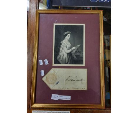 QUEEN VICTORIA SIGNED &amp; FRAMED PRINT WITH ROYAL SEAL